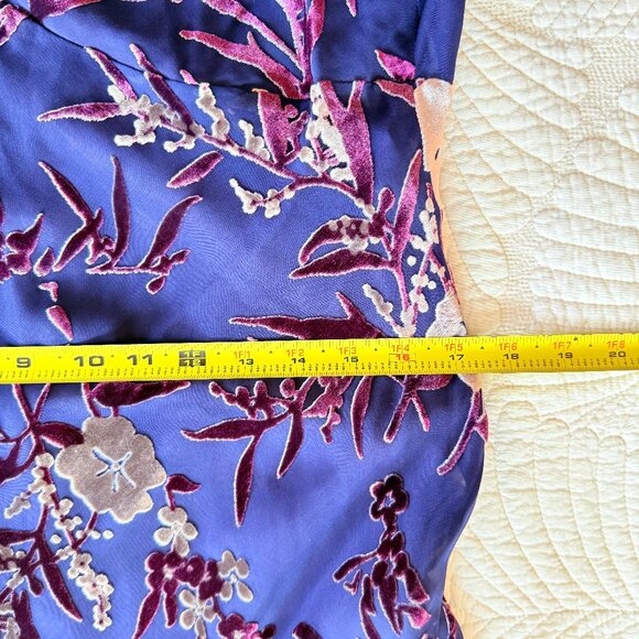 VTG 90s Y2K Purple Velvet Burnout Silk Floral Maxi Slip Dress Size 14 Whimsigoth - Picture 10 of 11